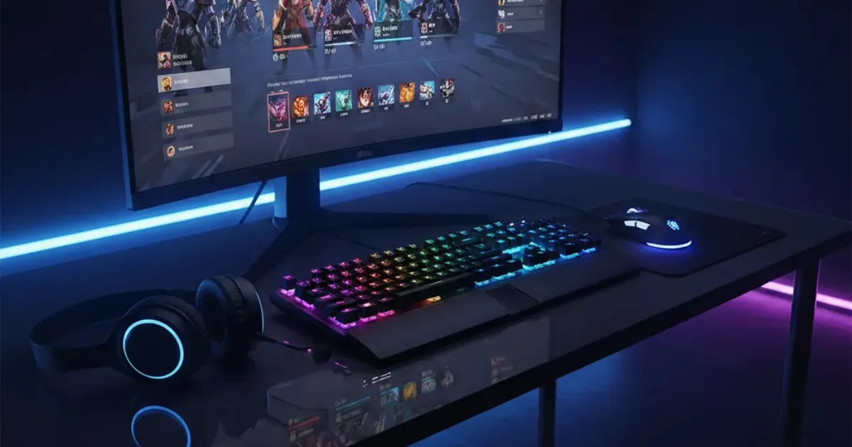 Setup gaming avec clavier RGB et écran pour choisir un pseudo court