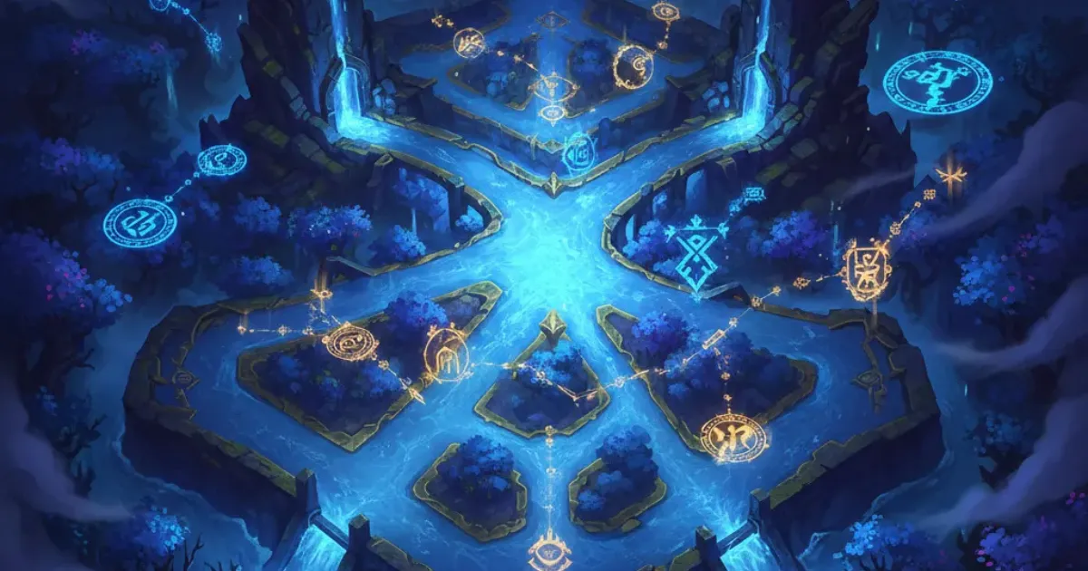 Pseudo League of Legends - Summoner's Rift map vue aérienne magique