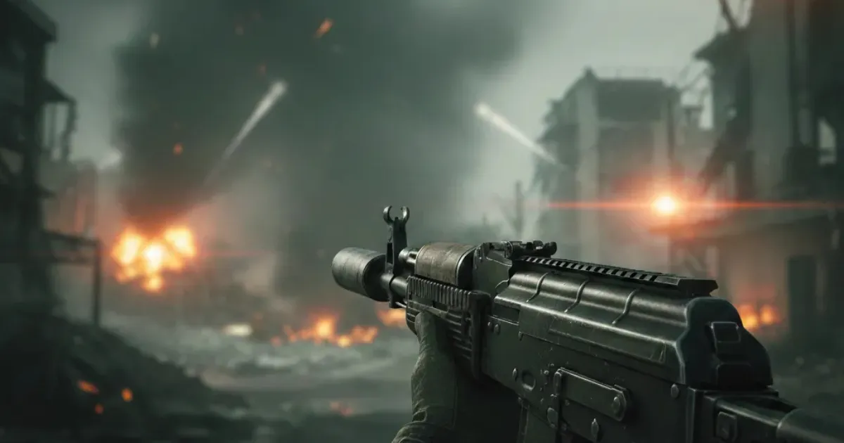 Pseudo Call of Duty intimidant avec arme tactique en gameplay FPS militaire