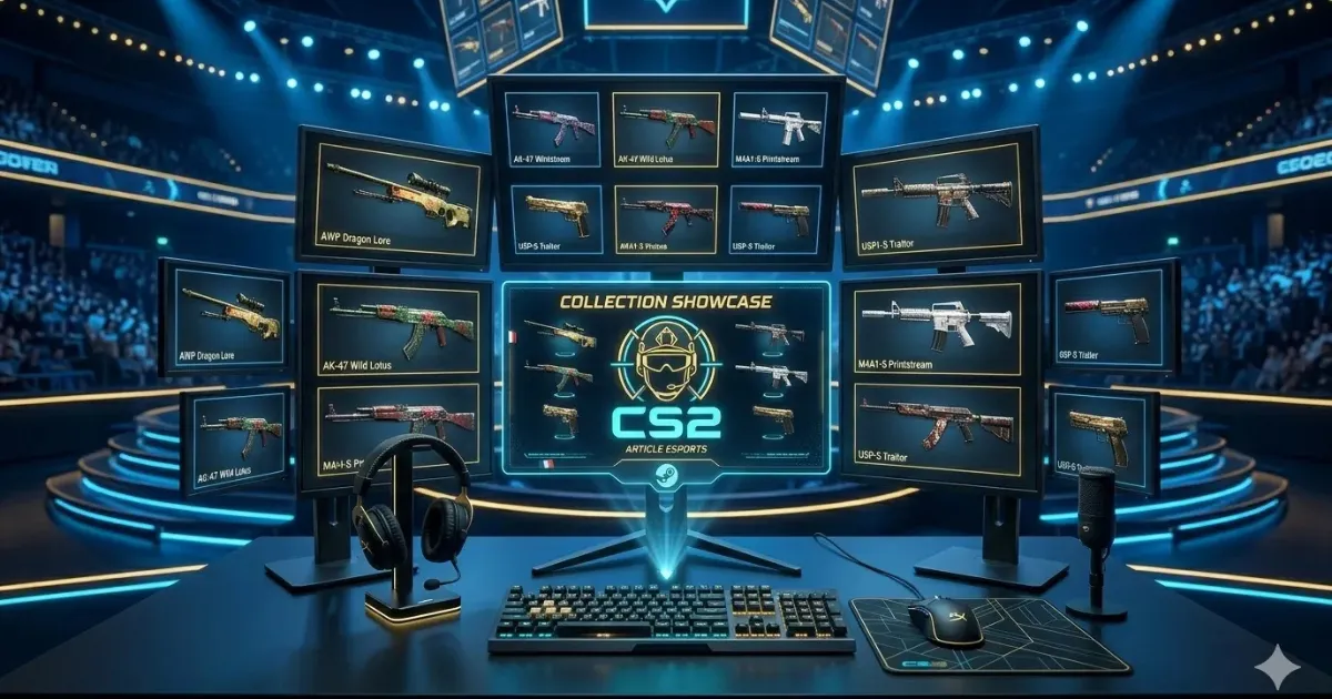 Setup gaming CS2 pro avec clavier mécanique et écrans pour compétition Counter-Strike